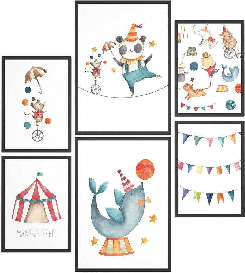 Papierschmiede® Bilder Kinderzimmer Kids Mood Poster Set Manege Frei, Kinderzimmer Bilder Babyzimmer