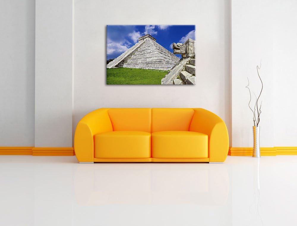 Schöner Maya Tempel in Mexiko Format: 100x70 auf Leinwand, XXL riesige Bilder fertig gerahmt mit Kei
