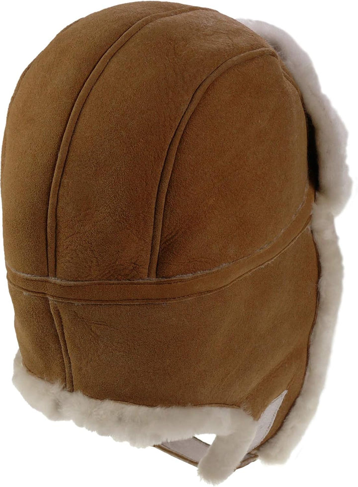 Harrys-Collection Damen Herren Pilotmütze Fliegermütze aus feinstem Merino Lammfell 3 Farben S Hasel