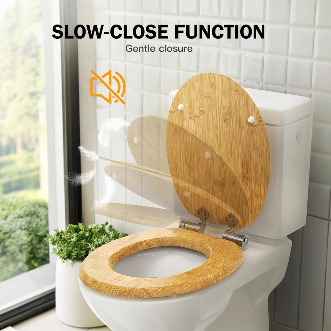 Pipishell O-förmiger Klodeckel mit Absenkautomatik Holz und glatten Metallscharnieren, MDF-Toiletten