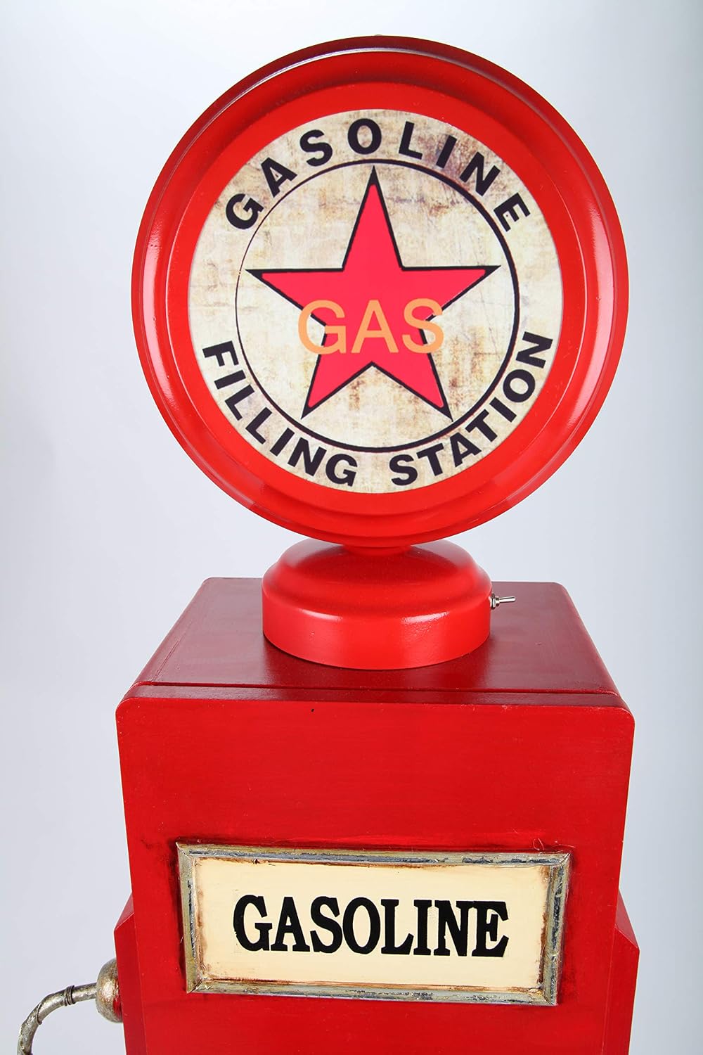 Design-Schrank Zapfsäule mit Uhr und Licht, Retro, rot, 110cm