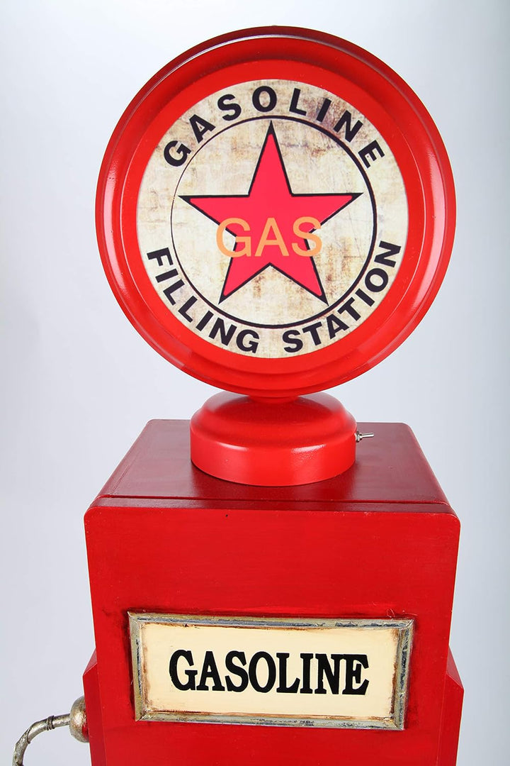 Design-Schrank Zapfsäule mit Uhr und Licht, Retro, rot, 110cm