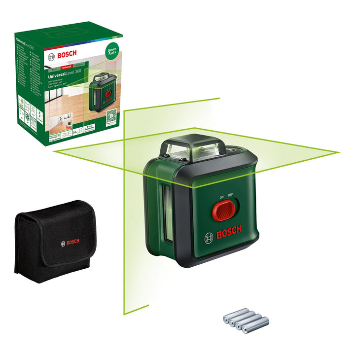 Bosch Kreuzlinienlaser UniversalLevel 360 (vertikale + horizintale Laserlinien inkl. 360° zum Ausric