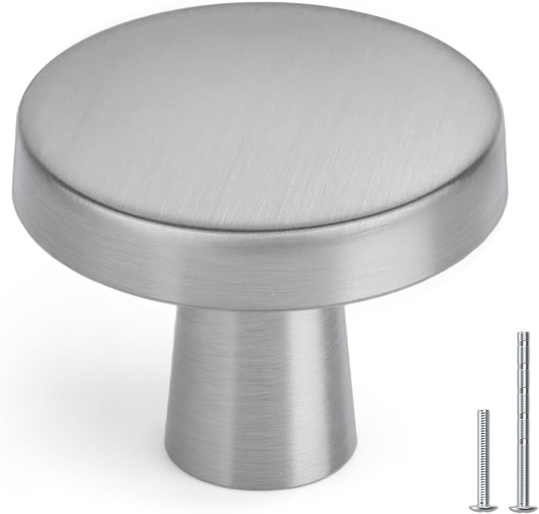 LONTAN 20 Stück Möbelknöpfe edelstahl Schrankknöpfe Rund Knöpfe Schrank Silber Schubladenknöpfe Möbe