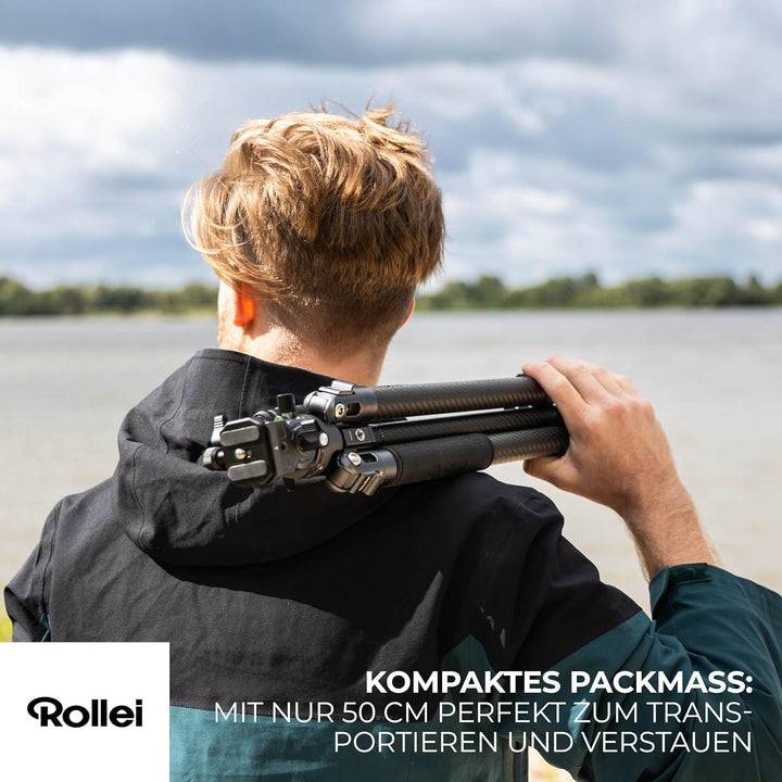 Rollei Easy Traveler XL Carbonstativ - 10 kg Tragkraft, Stabile Bauweise, Ultraleicht, Kompakt, Mühe