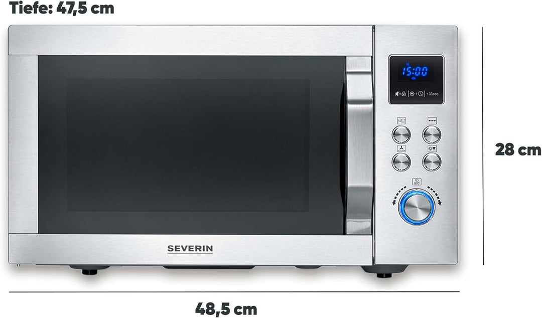 SEVERIN 4-in-1 Mikrowelle „Crispy Wave“, Heissluft-Funktion bis 230°C, Heissluftfritteuse, Mikrowell