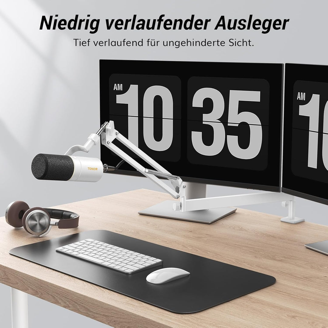Mikrofon Arm Niedrig Profil, TONOR Low Profile Microphone Boom Arm Auf/Ab voll verstellbar für Gamin