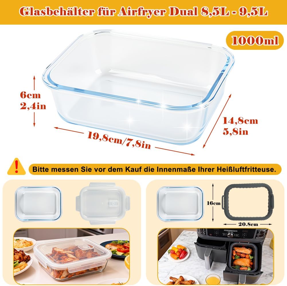 YQL Airfryer Zubehör für COSORI Heissluftfritteuse 2 Kammern 8,5L/Ninja AF400EUCP/DZ400EU, Hitzebest