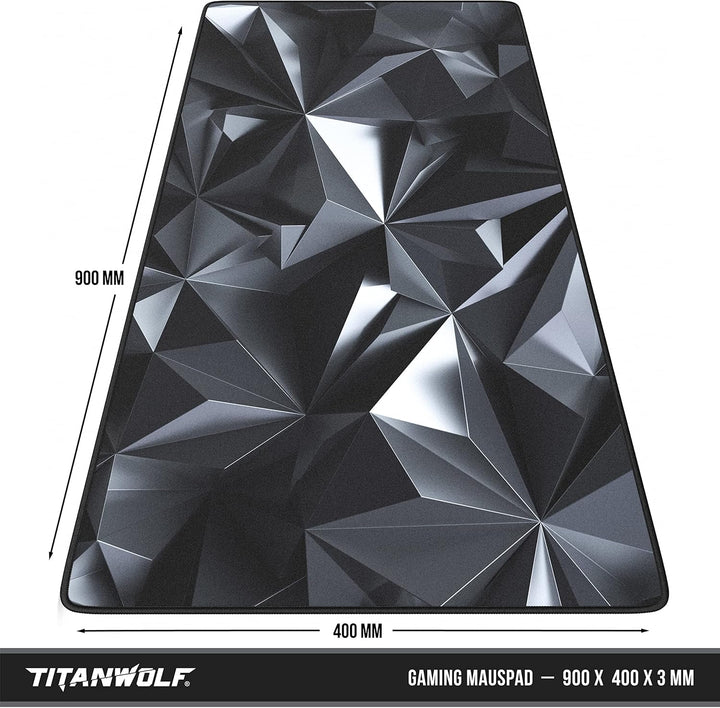 TITANWOLF - XXL Speed Gaming Mauspad Titanwolf Schwarz 900 x 400mm XXL Mousepad Large Size verbesser
