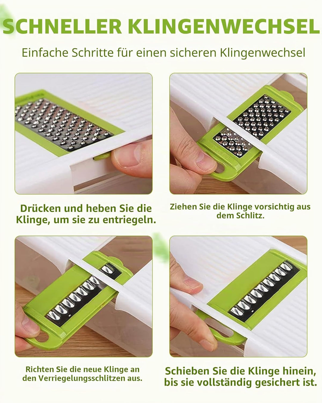 ADOV Mandoline Gemüsehobel Gemüsereibe, All in 1 Multifunktions-Gemüseschneider, Auswechselbarer Ede