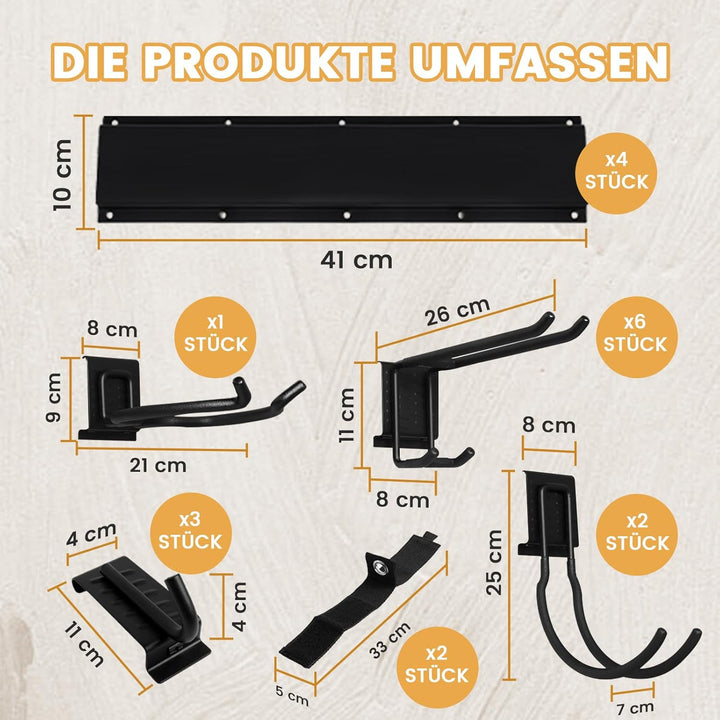 Besenhalterung Wand, Garagen Wand Management Aufbewahrungsregal, Robuste Edelstahlhalterung mit 12 H