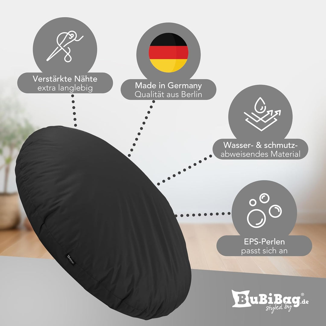 BuBiBag 2in1 Sitzsack L - XXL mit Füllung für Kinder &amp; Erwachsene, Gaming Beanbag &amp; Bodenkissen für