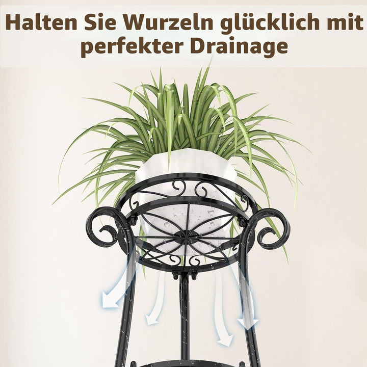 VASZOLA 3 Etagen Metall Pflanzenständer Blumentopfständer, 87cm Pflanzenregal Blumenregal für innen,