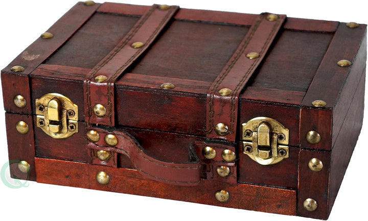 Vintiquewise Old-Fashioned Small Suitcase/Dekorative Box mit Riemen, Holz, Antiker Kirschbaum, 8" x