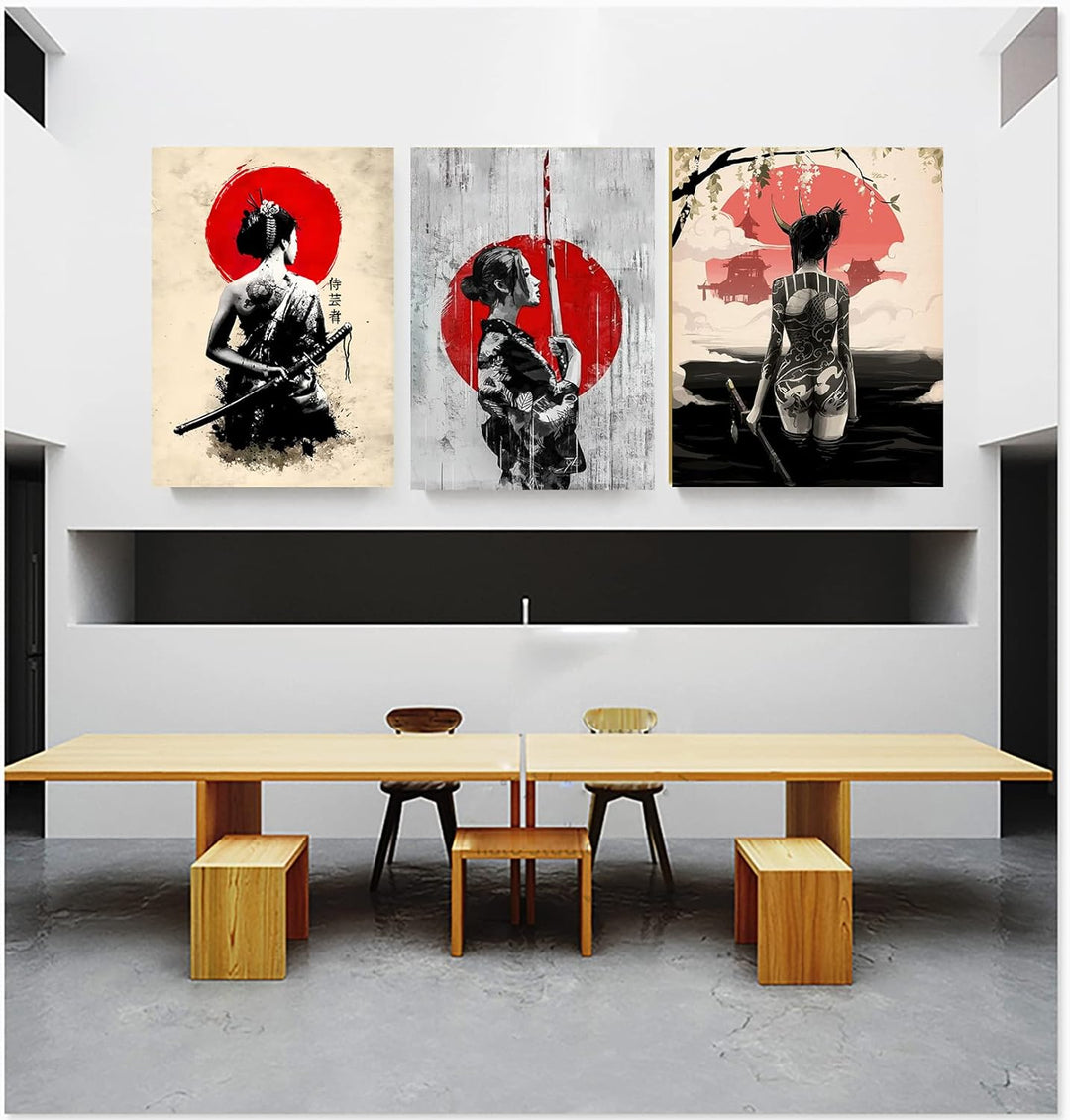 LYBOHO Japanisch Frau Poster Bilder Leinwand Wandkunst Leinwandbilder Kunstdrucke Wohnzimmer Wanddek