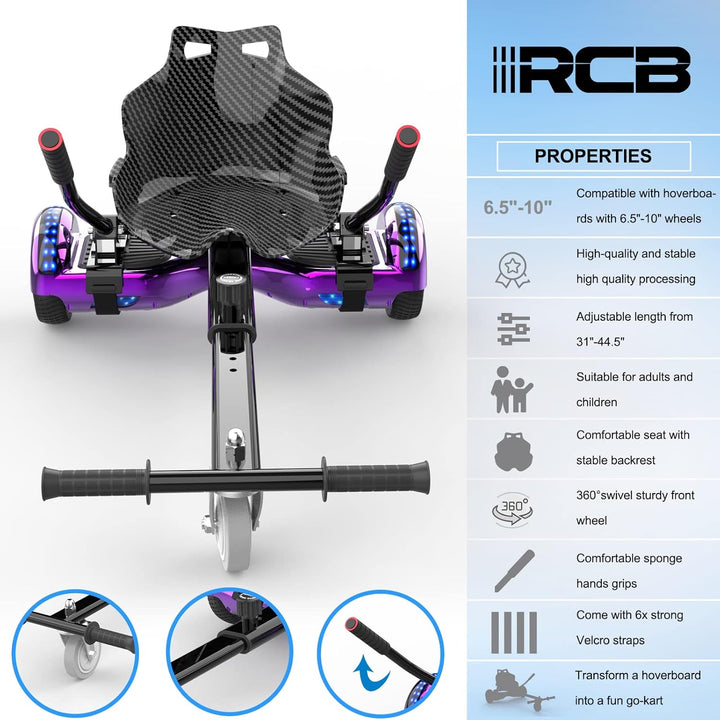 RCB Hoverboard Sitz,Go-Kart Zubehör für Hoverboards,Hoverboard mit Sitz passend für Aller 6.5"-10" Z