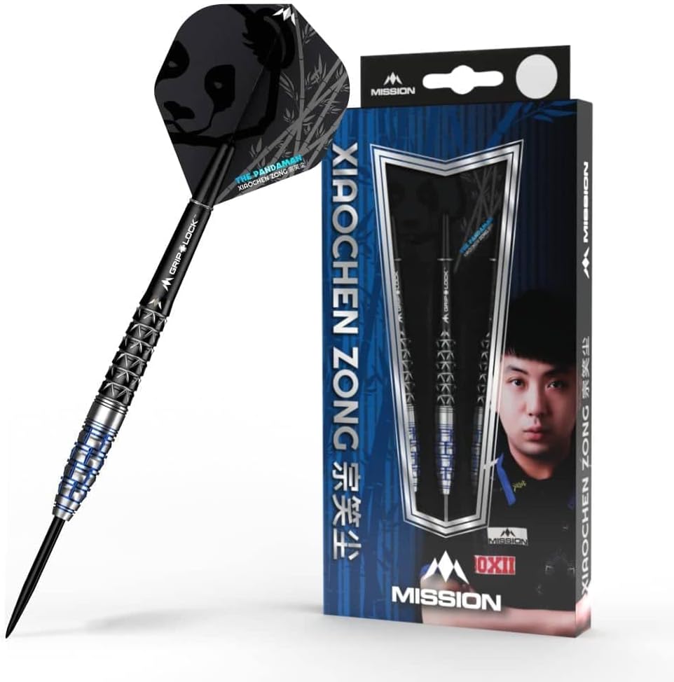 Mission Darts Xiaochen Zong The Panda Man | Dart-Set mit Premium 95% Tungsten Barrel und Stahlspitze