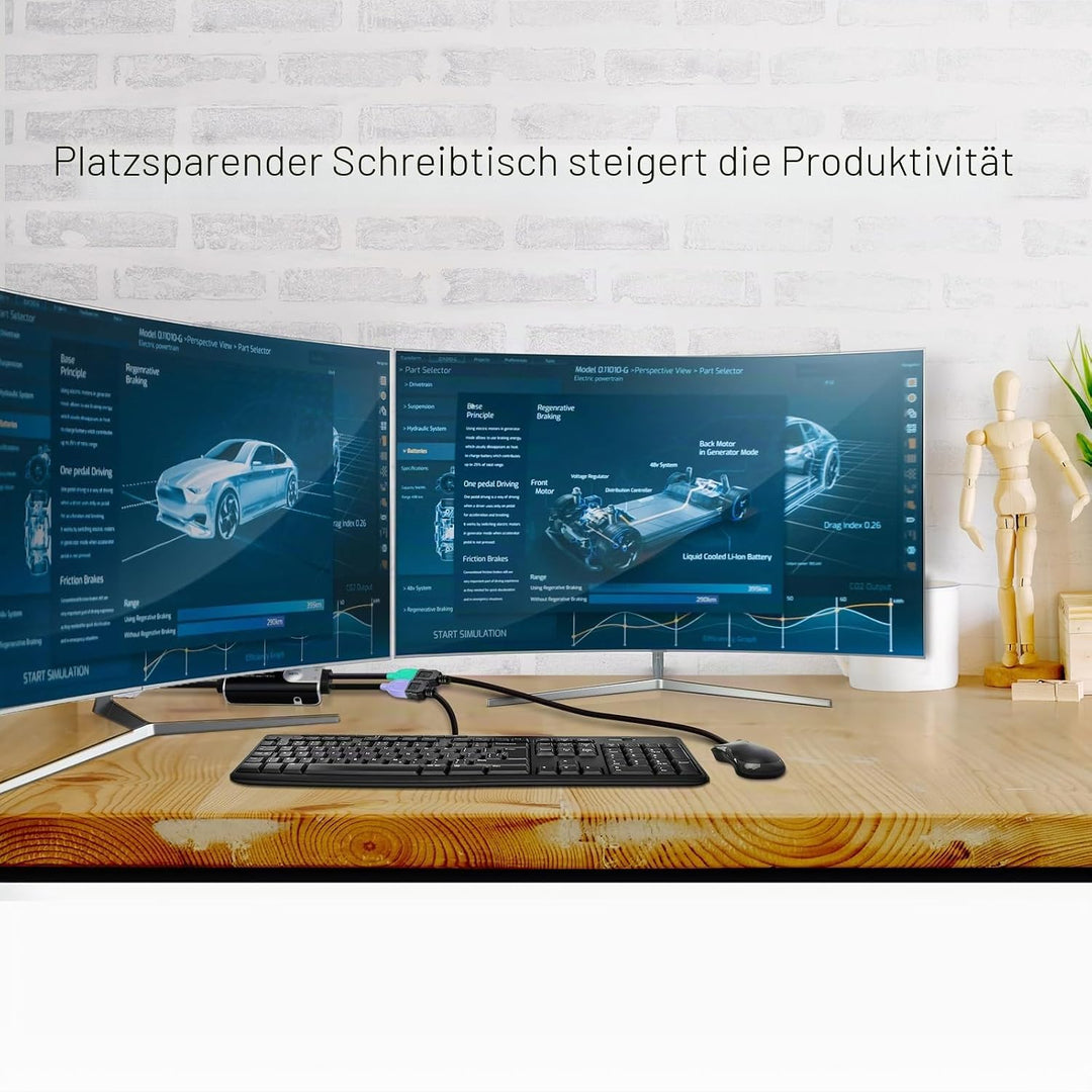 ATEN CS62KM 2-Port grenzenloser KM Switch, schwarz
