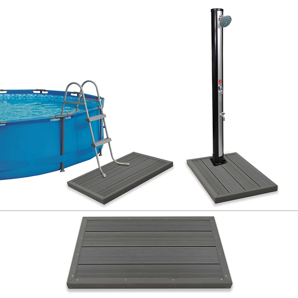 vidaXL Bodenelement für Solardusche Poolleiter WPC Pooldusche Gartendusche Grau, Grau