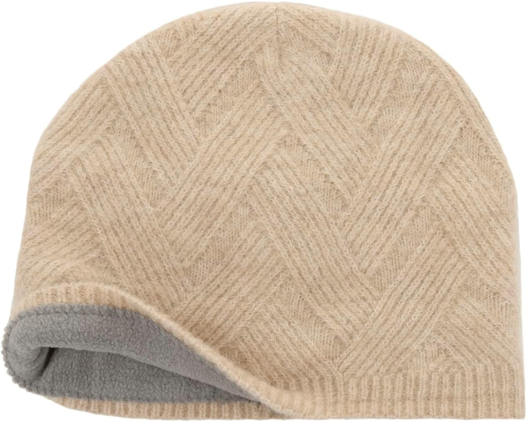 Seeberger Ricarda Wollmütze Beanie Strickmütze Wollbeanie Wintermütze Damenmütze (One Size - beige)
