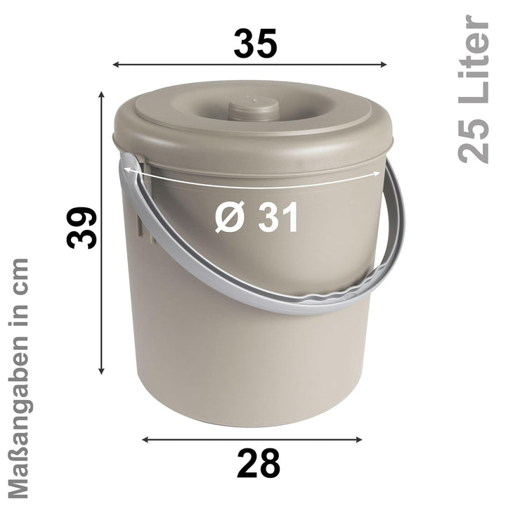 #11 Mülleimer 25 Liter mit verschliessbarem Deckel und Henkel - Orange - 39cm hoch - Ø31cm Abfallsam