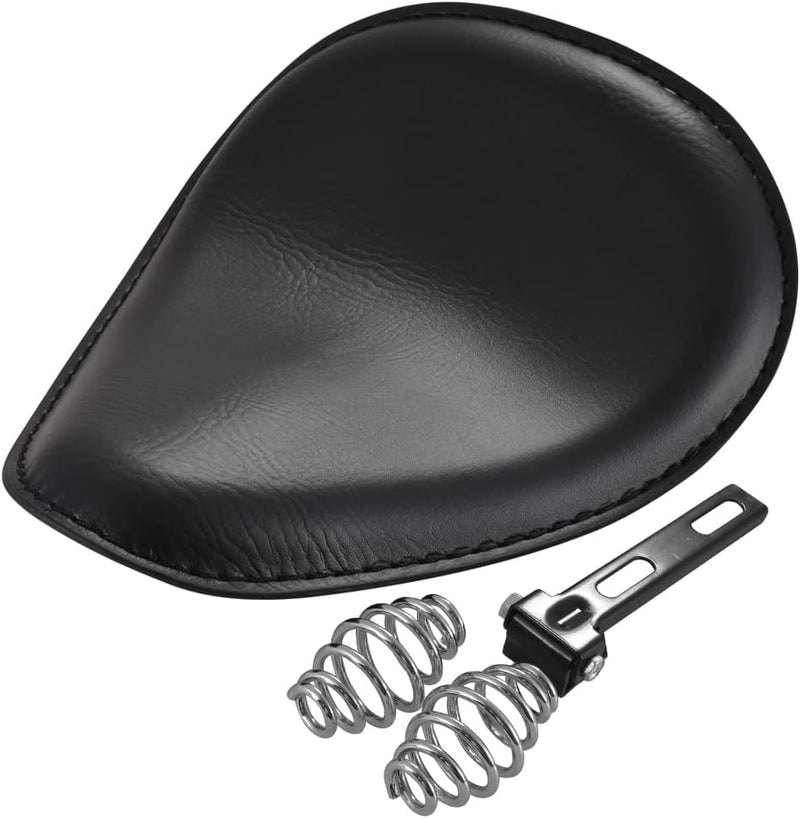 KATUR Schwarz Leder Solo Seat 3 "Federbock Kit Für Harley Harley Honda Kawasaki Suzuki Sportster Bob