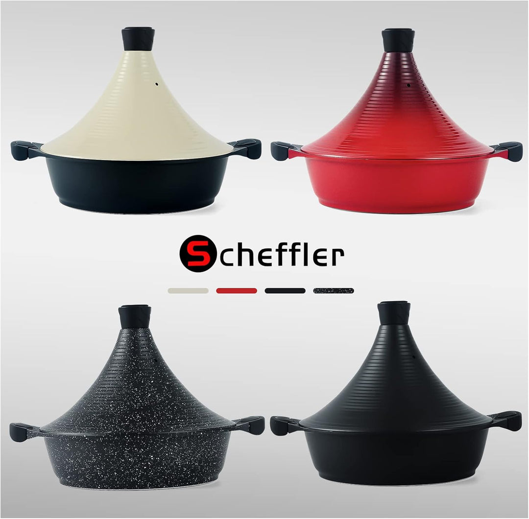 Scheffler Tajine Topf - Marokkanische Tagine 28cm Antihaftbeschichtung aus Aluminium mit kegelförmig