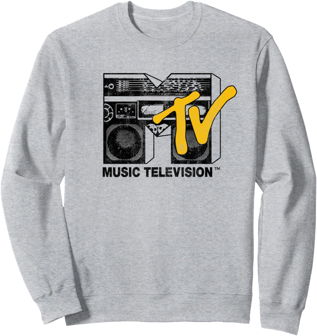 MTV Logo 80's Style Black And White Boombox V2 Sweatshirt