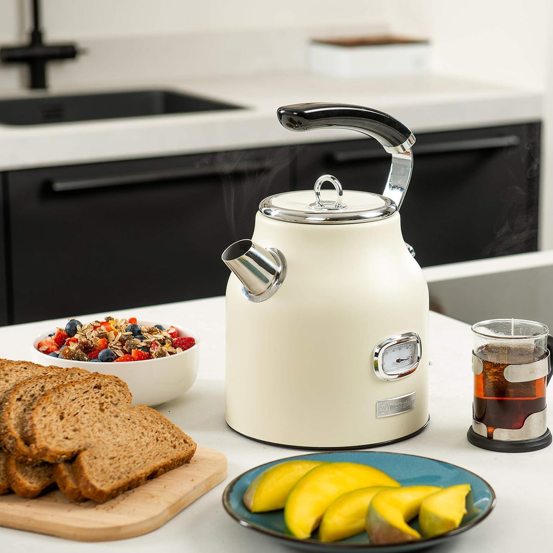 Westinghouse Retroline Frühstück-Set Weiss, Toaster, Stabmixer & Wasserkocher, 1.7 Liter und Kalkfil