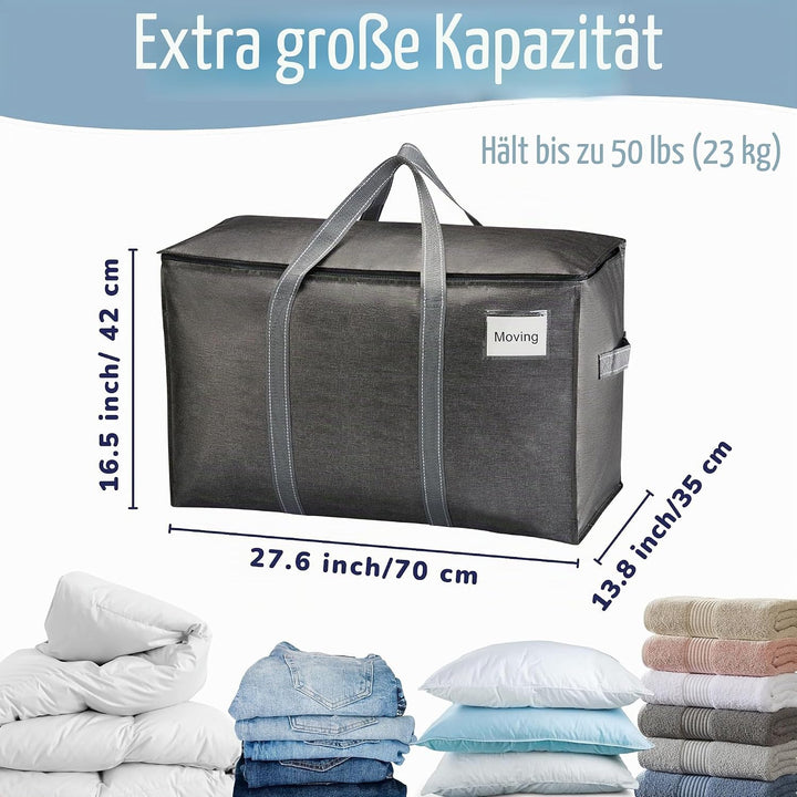 VENO 102 Liter Grosse Aufbewahrungstasche, Aufbewahrungsbox mit Deckel, Starke Griffe Umzugstaschen