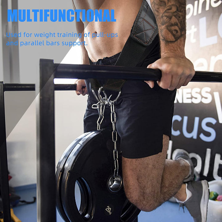 Multifunktionaler verstellbarer Fitness Dip Gürtel mit Eisenkette Gym Fitness Rücken Taille Unterstü