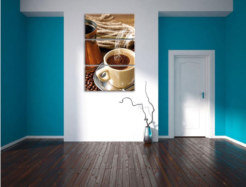 Pixxprint Kaffe Kaffeetasse Kaffee Trinken Heisse Schokolade 3-Teiler Leinwandbild 120x80 Bild auf L