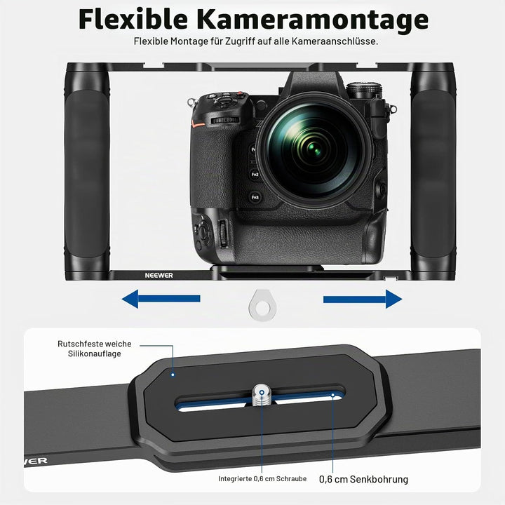 NEEWER Videokamera Käfig Rig mit Arca Basis, Doppelgriffen, 3/8" ARRI Aufnahme &amp; 1/4" Gewinde, Cold