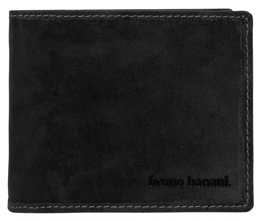 bruno banani kleine Geldbörse im Querformat Echt Leder Herren | Klassische Geldbörse, praktisches Po