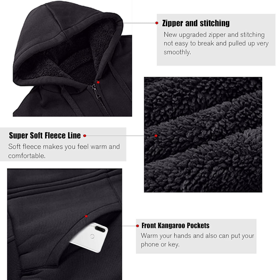 SwissWell Herren Fleecejacke Full Zip Kapuzenjacke Winter Sweatjacke mit Kapuze Gefütterte Hoodie Mä