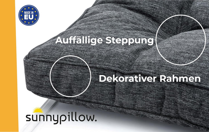 sunnypillow Polster für Gartenmöbel - 2er Set : Sitzkissen 60 x 60 cm + Rückenlehne 60 x 40 cm - Gar