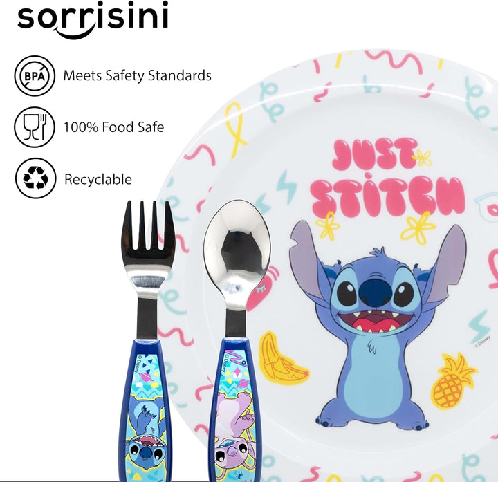 Kindergeschirr Lilo, Mehrwegteller, Kindergartenteller, Scoula, Teller, Besteck aus Edelstahl, Set P