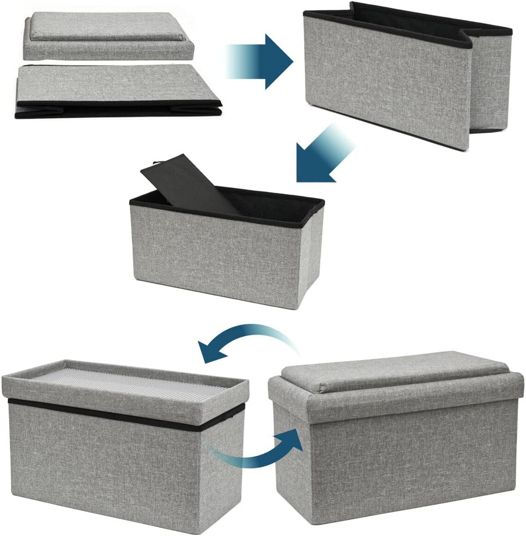 DuneDesign Kinder Aufbewahrungsbox mit Bauplatte im Deckel - 53x27x30 Sitzbank - Baustein Spieltisch