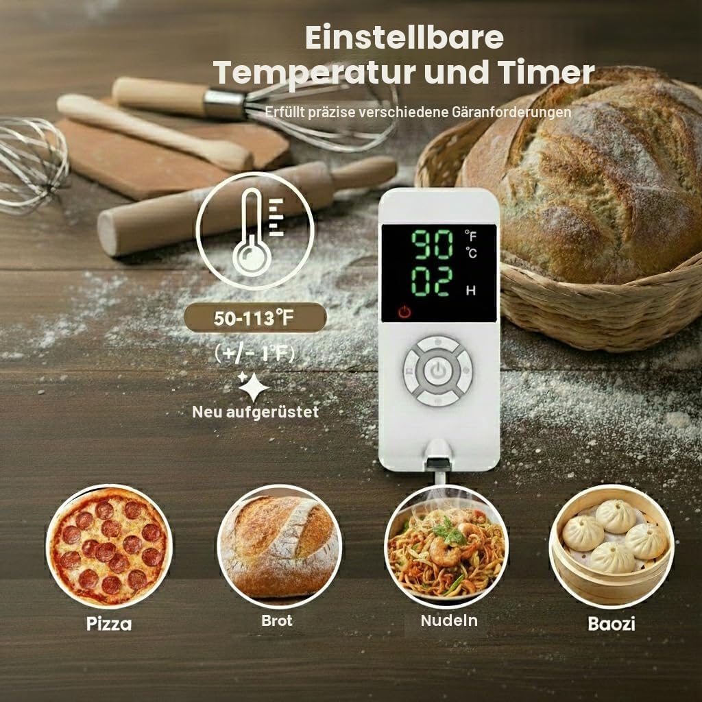 Brot Gärbox Sauerteig mit Heizung Faltbare Brot Gärschrank Einstellbare Temperatur und Timer, Natto,