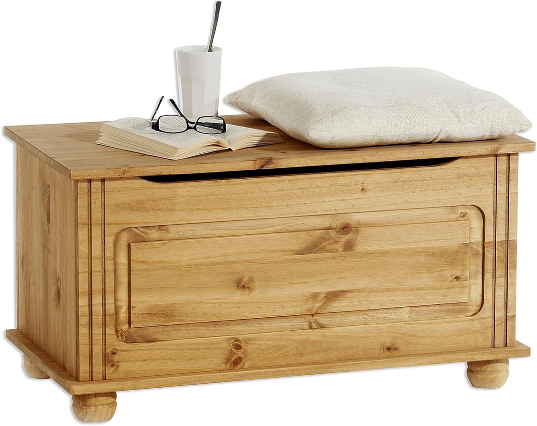 IDIMEX Sitztruhe Truhenbank Bristol, Sitzbank Bank Holzbank Truhe im Landhausstil mit Klemmschutz, K