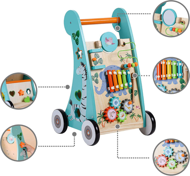 Teamson Kids Kinder Vorschule Labor Spielen Holz Lauflernhilfe & Aktivitätszentrum Blau PS-T0008