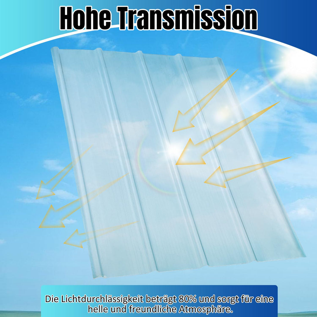 Wellplatten, 2 mm FRP-Trapezprofil-Wellblech, 90 * 120 cm Wellplatten Transparent, Dachplatten Wette
