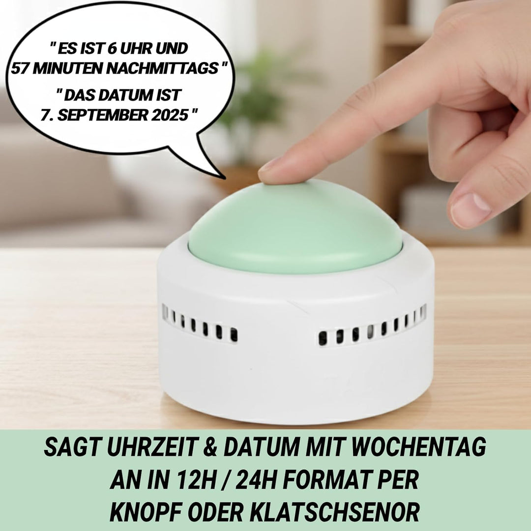 Sprechende Tischuhr für Blinde, Senioren und Sehbehinderte, mit Klatschsensor, 5 Sprachen einstellba