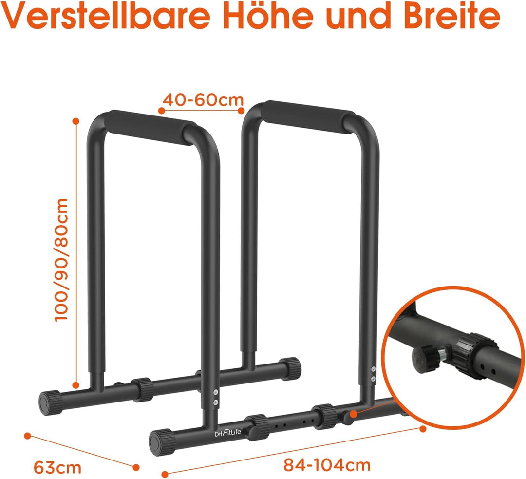 DH FitLife Dip Barren Bars | Dip Station | Kraftstation Fitnessgerät für Zuhause | Parallettes Calis