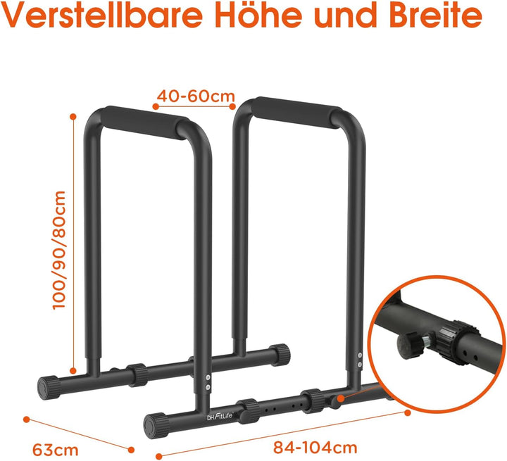 DH FitLife Dip Barren Bars | Dip Station | Kraftstation Fitnessgerät für Zuhause | Parallettes Calis