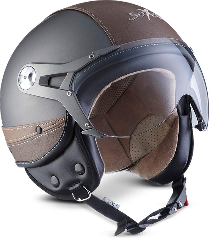 Soxon® SP-325 Urban „Titan“ · Jet-Helm · Motorrad-Helm Roller-Helm Scooter-Helm Moped Mofa-Helm Chop