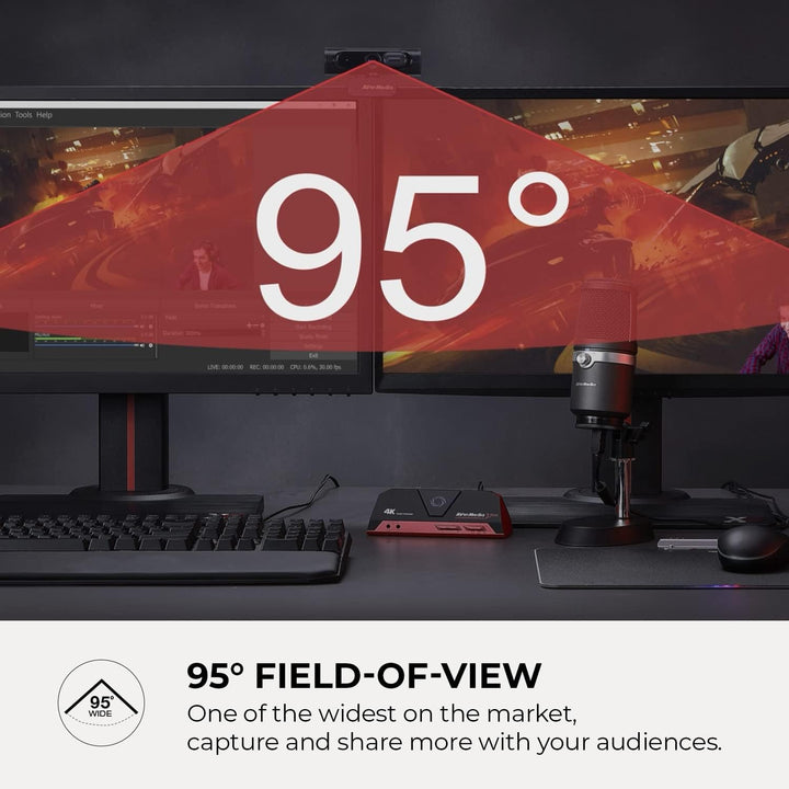 AVerMedia 1080P 60FPS Weitwinkel-Webcam – PW315 – Mit Mikrofon – Ideal für das Gaming oder Streaming