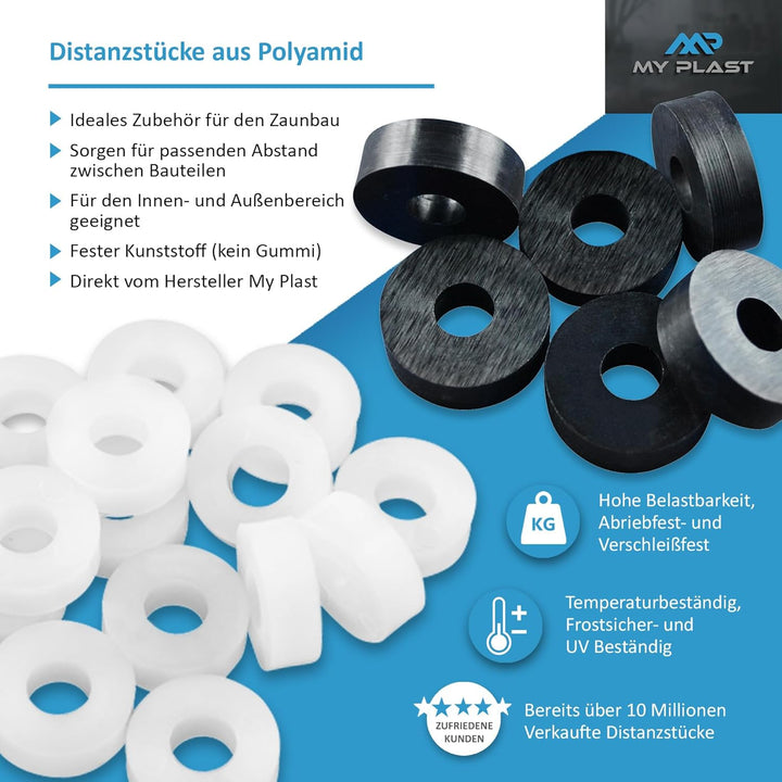 My Plast Distanzstücke - Schwarz - 30 x 6,2 x 3 mm, 150 Stück 30mm x 6,2mm x 3mm ( 150 Stück ) schwa