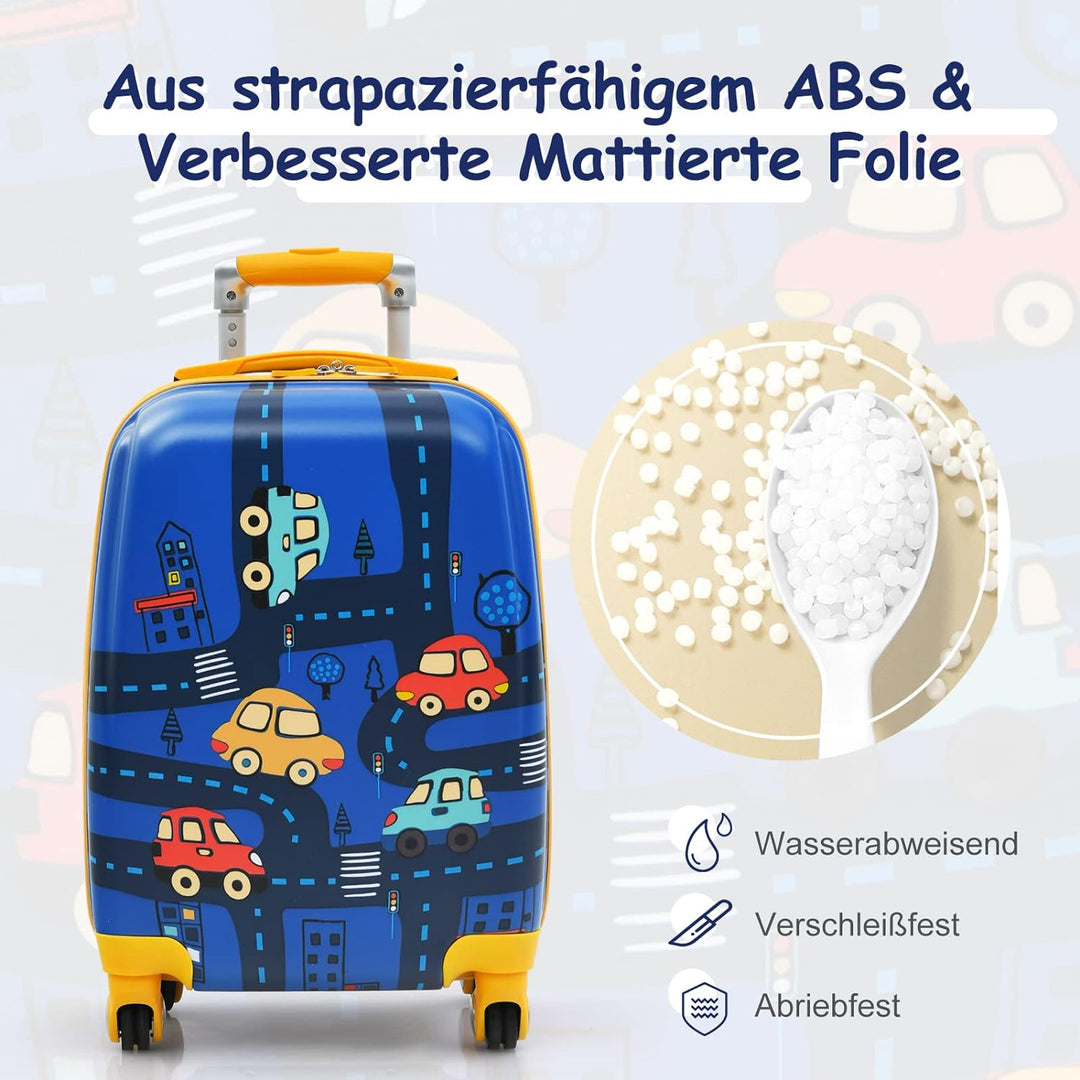 DREAMADE Kinderkoffer Jungen mit Rucksack 18"+12", 2 TLG. Kinderkoffer Set, Kindergepäck Trolley, Ki