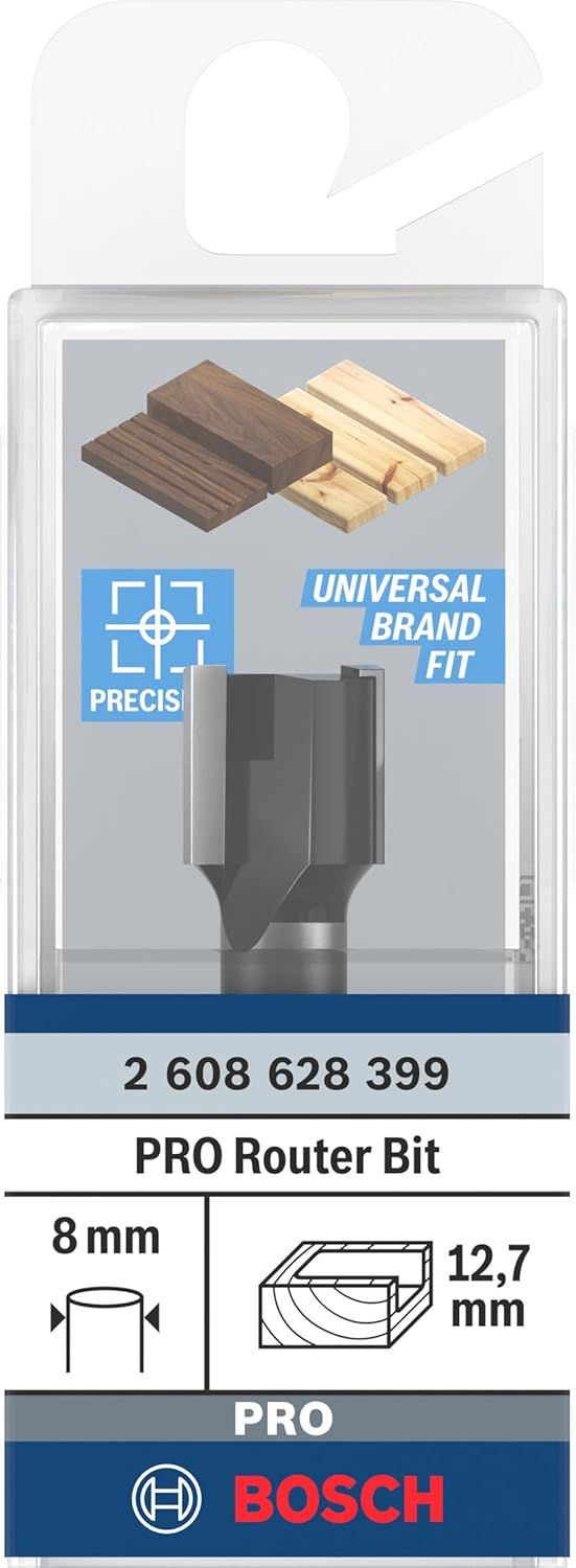 Bosch Professional Zubehör 2 608 628 399 Nutfräser 8 mm, D1 12,7 mm, L 12,7 mm, G 50,8 mm Ø 12,7 mm